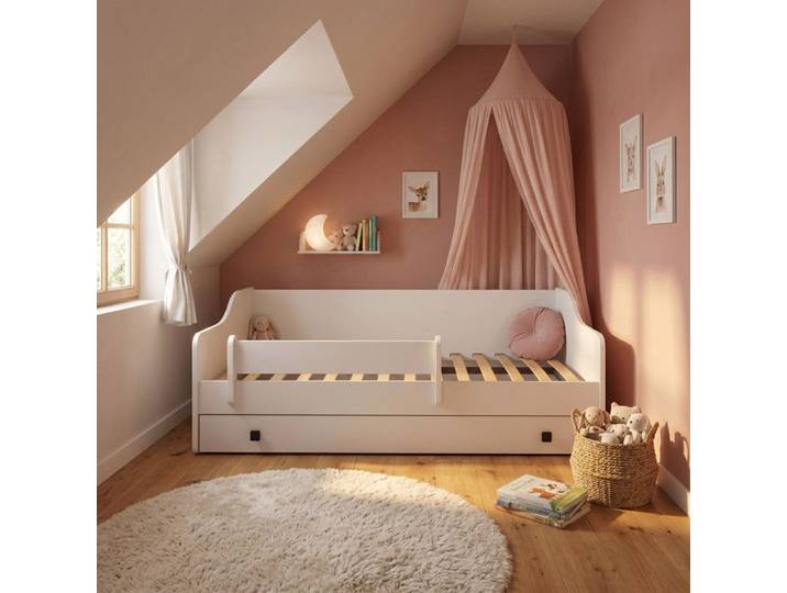 Lit enfant ERYK avec barrière et tiroir 180x80 – sans matelas