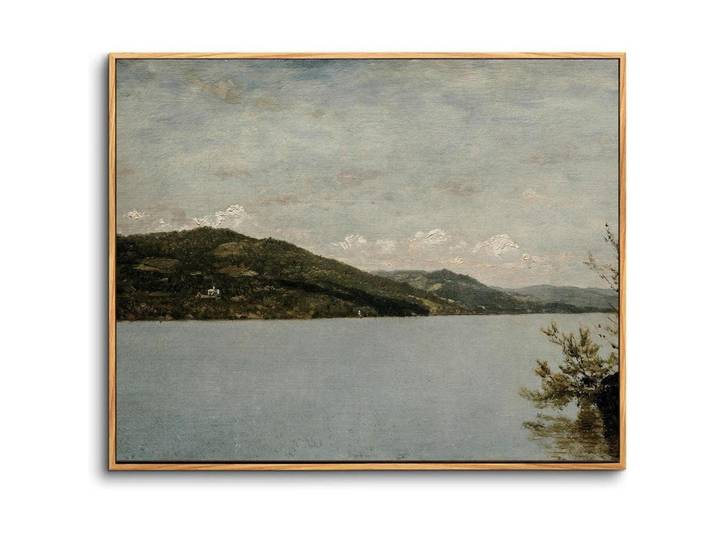 Bild mit Rahmen Holz 40 x 60 cm Bergsee Motiv, Blau, 40x0.5 cm, Bilder & Rahmen, Bilder, Leinwandbilder