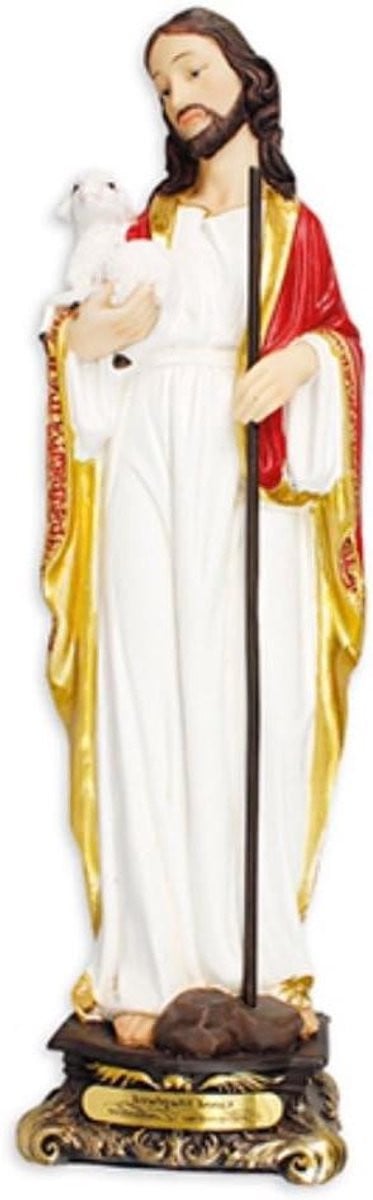 Religieus Standbeeld Goede Herder in Goud - Traditioneel Italiaans Design - Hoogte: 30 cm
