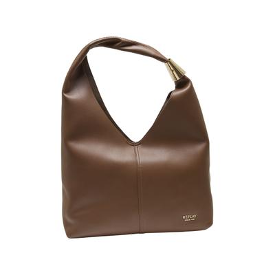 Beuteltasche REPLAY "Replay Tasche FP", Damen, Gr. onesize, braun, Polyurethan (PU), unifarben, Taschen Beuteltasche