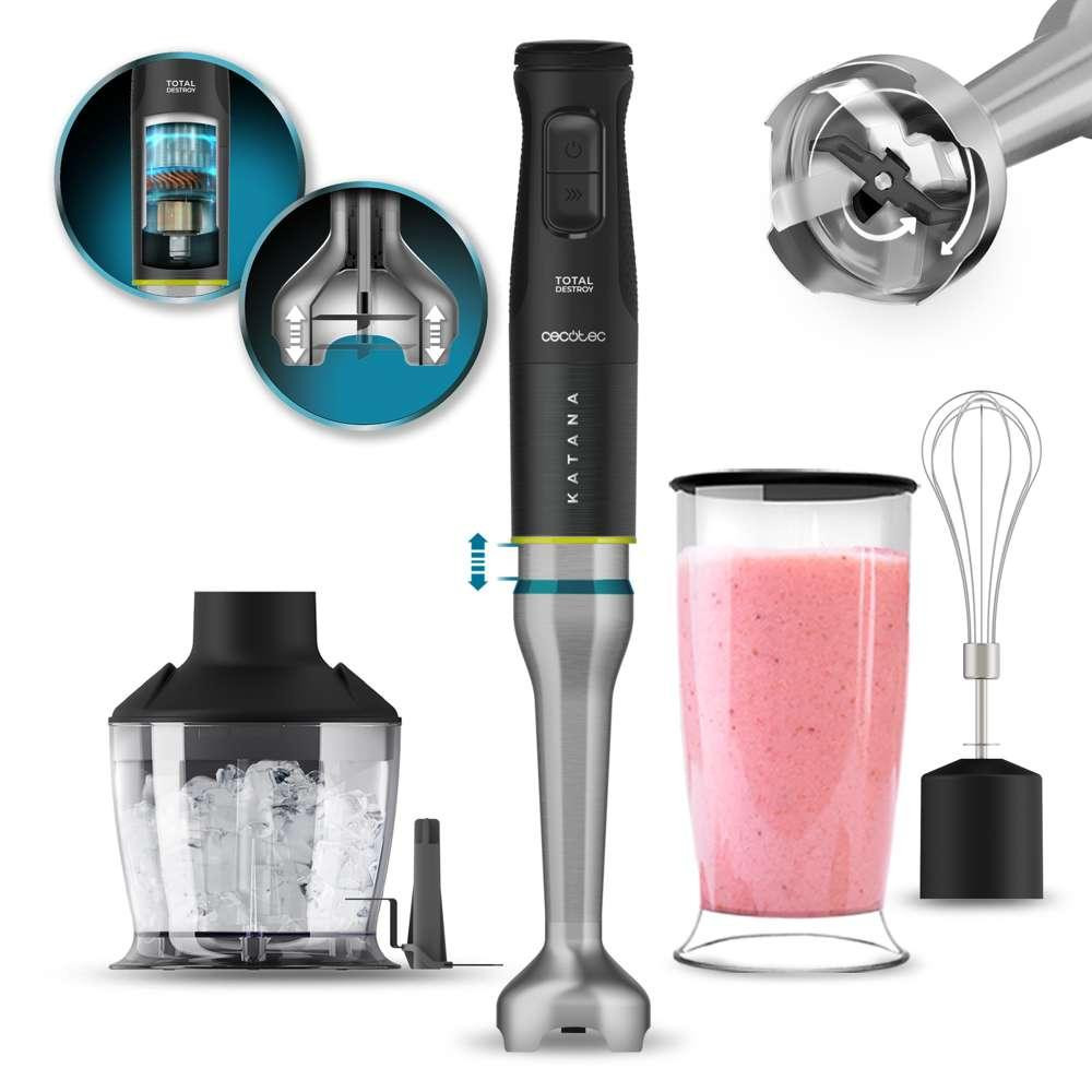 Cecotec Katana 15 TotalDestroy Chop B staafmixer met ijskunner, 1500 W, zwart, 0,8 liter