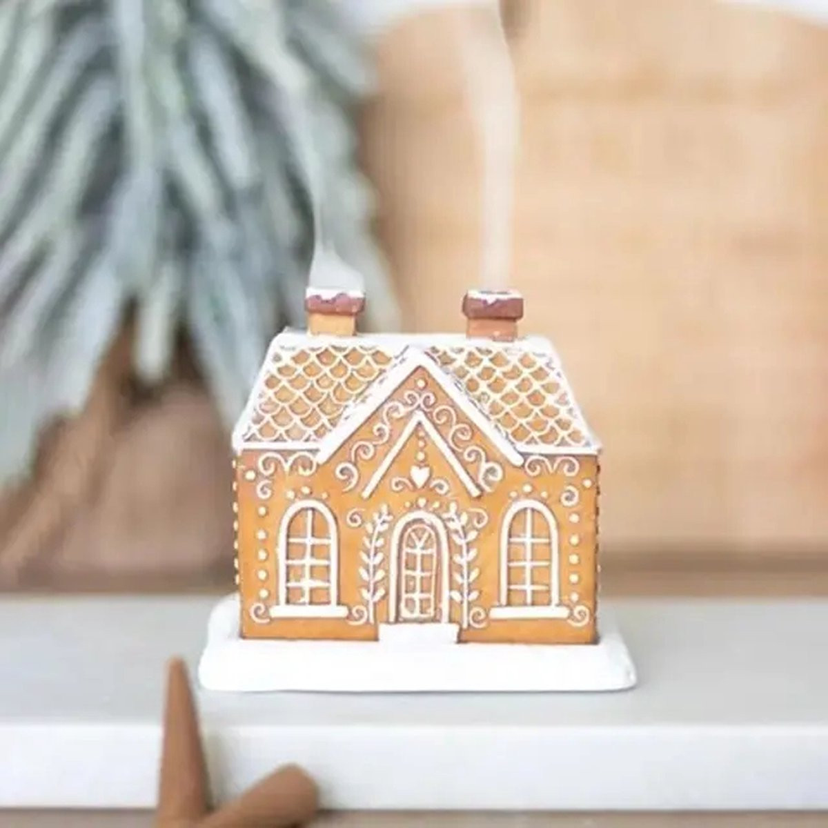 Wonders at Home Kerst Huisje Wierookbrander - Gingerbread House Wierookkegelbrander