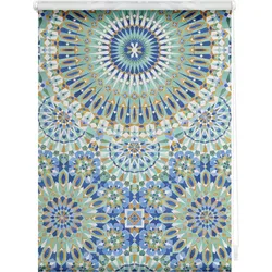 Lichtblick Rollo Klemmfix, ohne Bohren, blickdicht, Orientalische Muster - Blau Grün