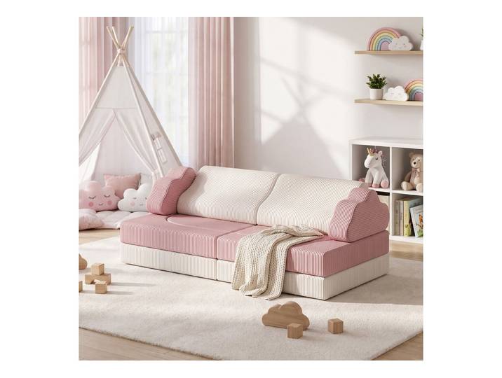 Jiexi Kindersofa Kindersofa Modular Spielsofa aus Cord Stoff Schaumstoff Couch