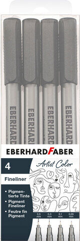 Eberhard Faber Fineliner, schwarz, 4 Stifte
