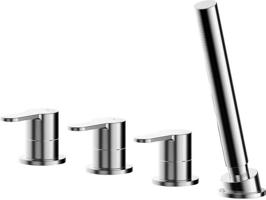 Nuie Arvan 3 Handle Deck Bath Shower Mixer Bath Filler with Diverter Chrome 0cm