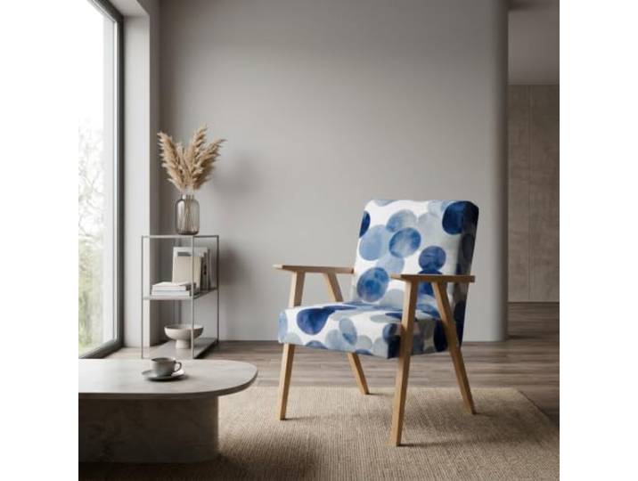 Family Meble Sessel Soler Design – Retro-Sessel im Vintage-Stil mit Stoff-Bezug – Blau · 9