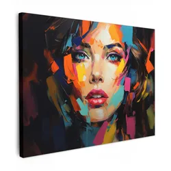 LEINWANDBILD Frau - Porträt - Farbenfroh - Kunst Wandbild 40x30 cm