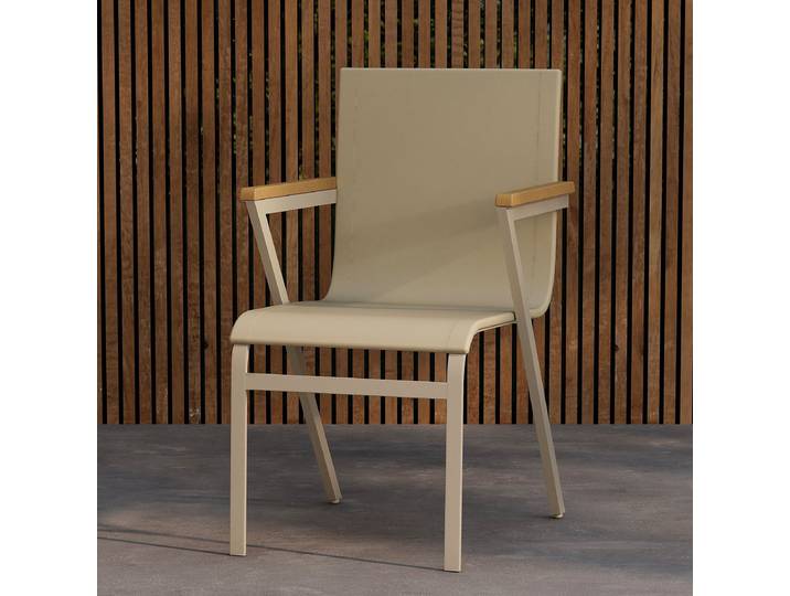 Gartenstuhl Mursa 6er-Set Aluminium, pulverbeschichtet Beige 56 x 91 x 60cm