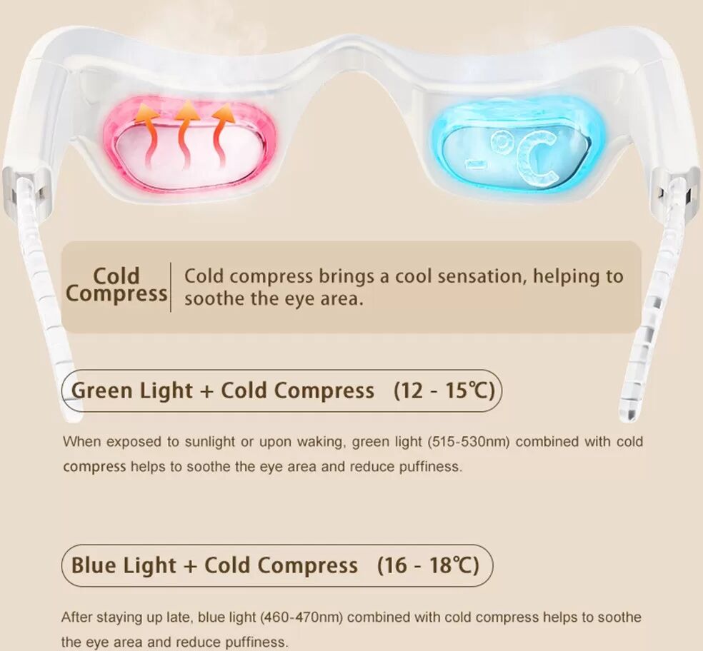 INF Masseur Oculaire Électrique Chaud et Froid avec Luminothérapie Sept Couleurs pour Soulager la Fatigue Oculaire