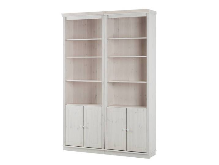 Bibliothèque massive A Pin massif verni Blanc/Epicéa blanc 148 x 223 x 37cm
