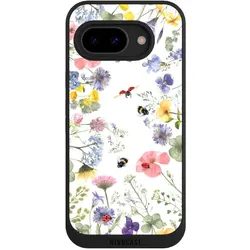 Nivocase Handyhülle für Google Pixel 9a Hülle NIVOpure Case Schwarz Biene Blumen Muster (Google Pixel 9a), Smartphone Hülle, Schwarz