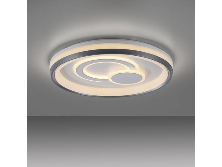Plafonnier LED Q-Emilia 50 x 7 x 50cm Blanc Fer, laqué Polycarbonate LED Module LED