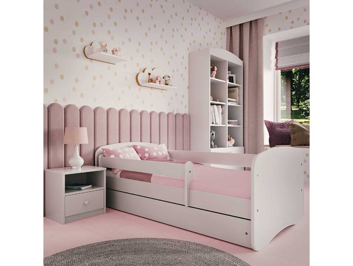 Kinderbett Basic 80 x 160cm mit Lattenrost Weiß/Weiß