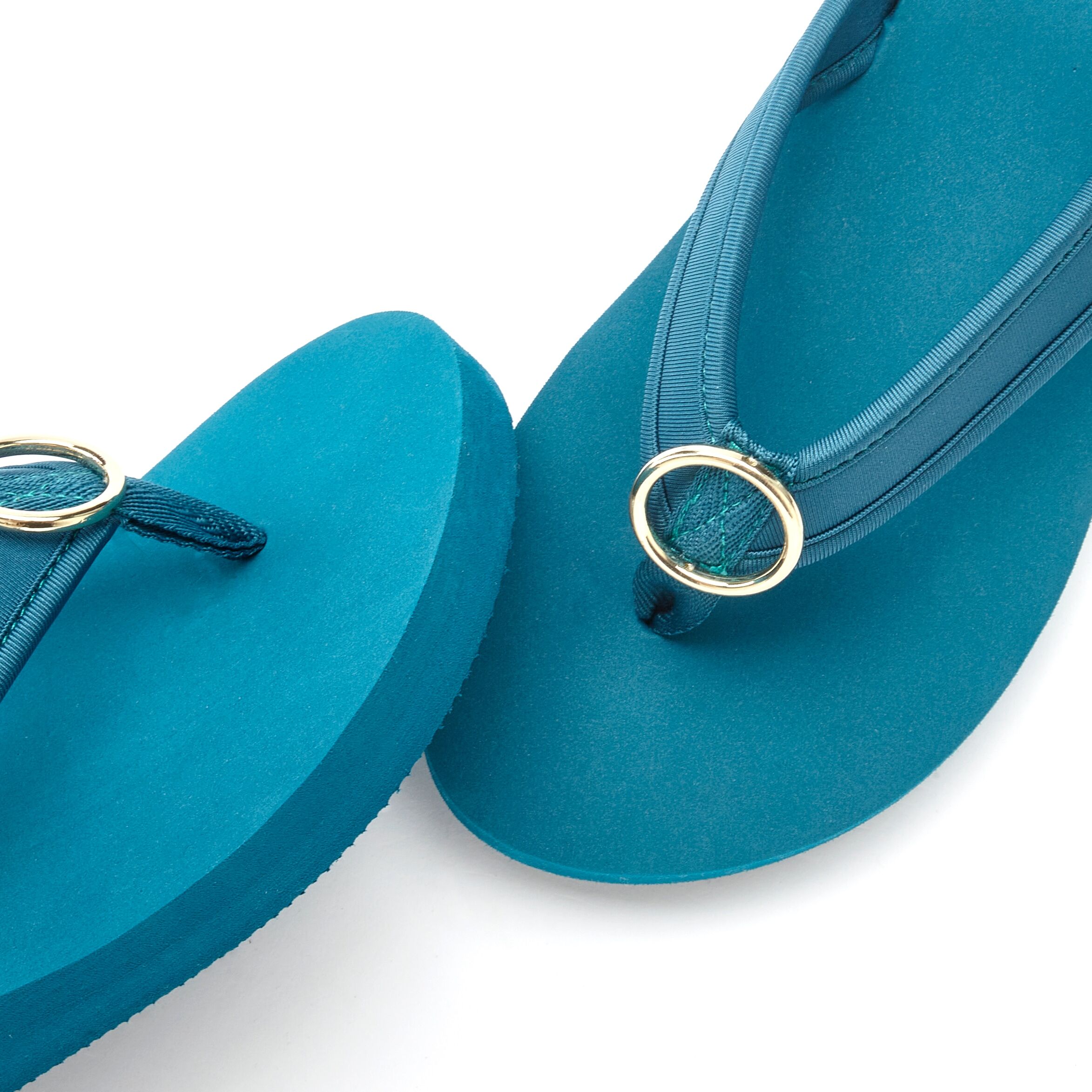 Badezehentrenner LASCANA "Sandale, Badeschuh, Pantolette, Badelatsche, Flip Flop, Sommerschuh", Damen, Gr. 44, blau (petrol), Obermaterial: 100% Textilmaterial. Decksohle: 100% Synthetik. Laufsohle: 100% Synthetik, unifarben, Schuhe Badezehentrenner, Zehe