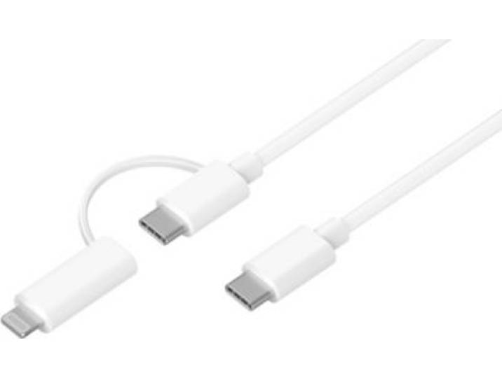 Essentielb - Câble Lightning 2 En 1 Vers Usb-C /Lightning Mfi Blanc