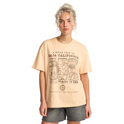 T-Shirt BILLABONG "Flying To The Moon", Damen, Gr. L, beige (soft peach), Obermaterial: 100% Baumwolle., Shirts T-Shirt