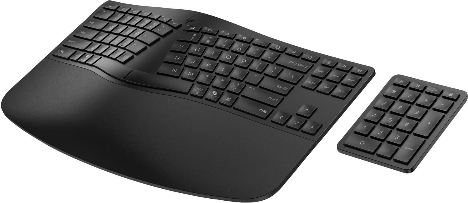 HP ergonomisch draadloos toetsenbord 960, Volledige grootte, RF draadloos + Bluetooth, Membraantoetsen, Zwart