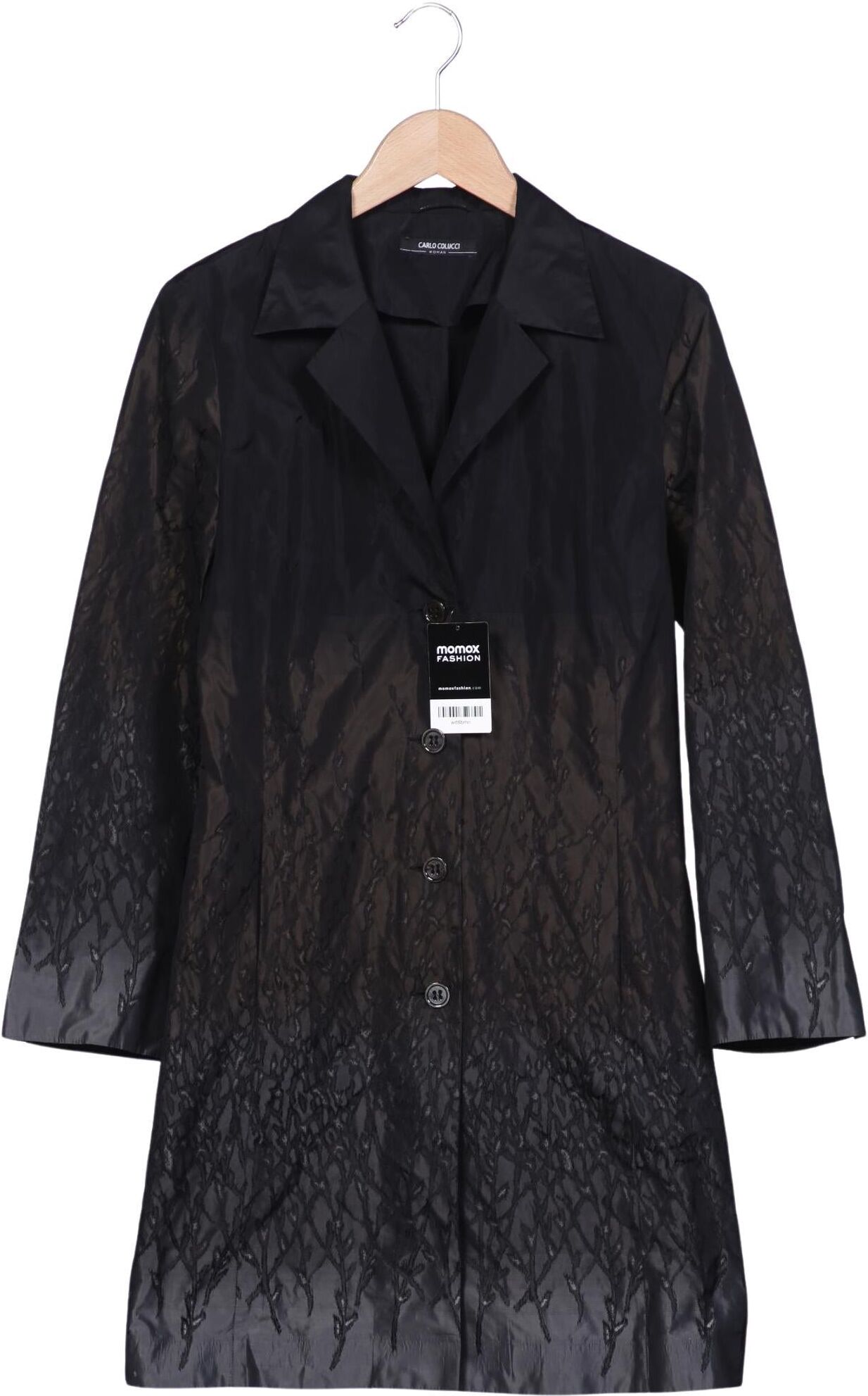 Carlo Colucci Damen Mantel, Schwarz, Gr. EU 38, Synthetik - Second Hand