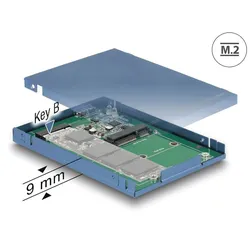 DELOCK SATA Konverter USB3.1 Micro B -> M.2 KeyB/mSATA 9mm