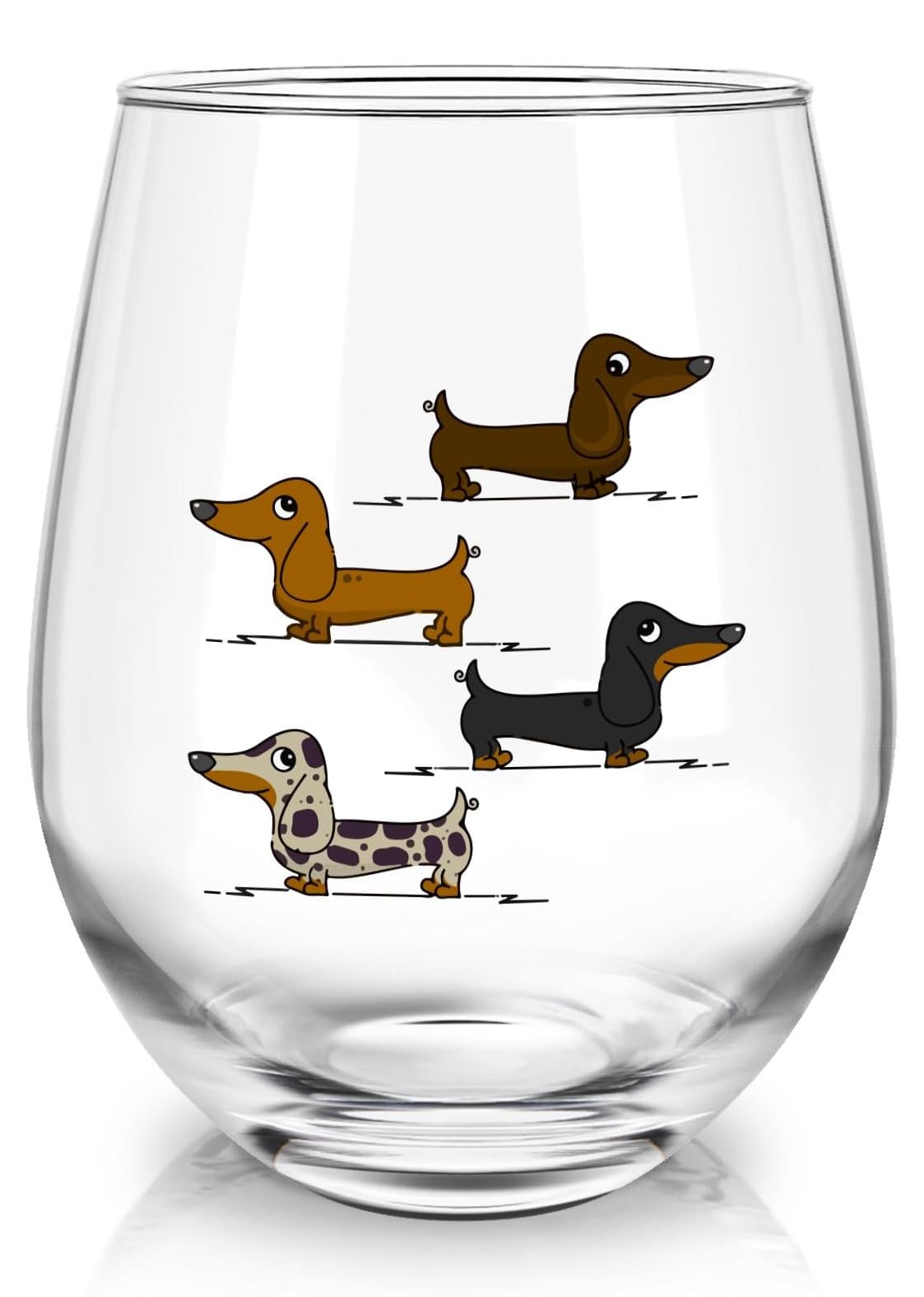 Dripio Wijnglas met gravure van een dackel, 520 ml, klassiek design