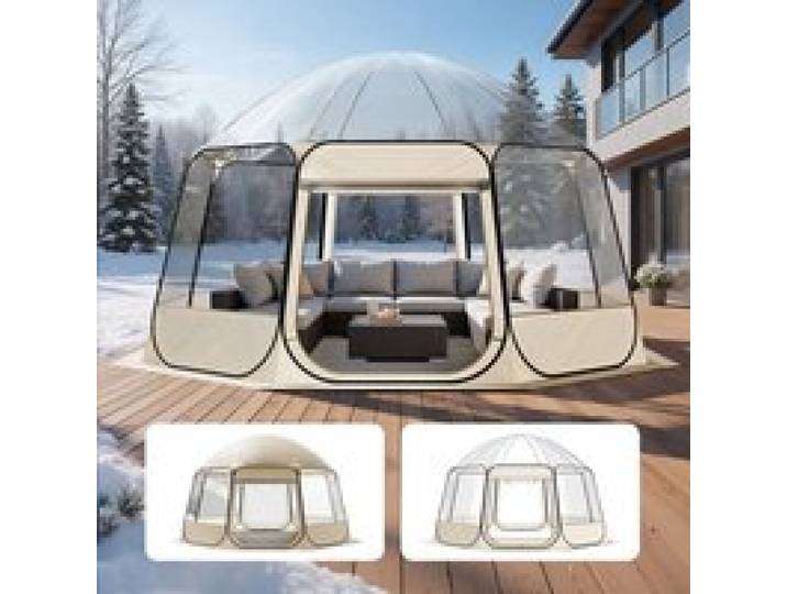 VEVOR Pop-up-Bubble-Zelt, 458 x 432 x 230 cm, transparentes Campingzelt, Garten-Kuppel-Iglu-Zelt mit Fenstern, Sportzelt, 540°-Panoramablick, für 12–15 Personen, Terrasse, Hinterhof