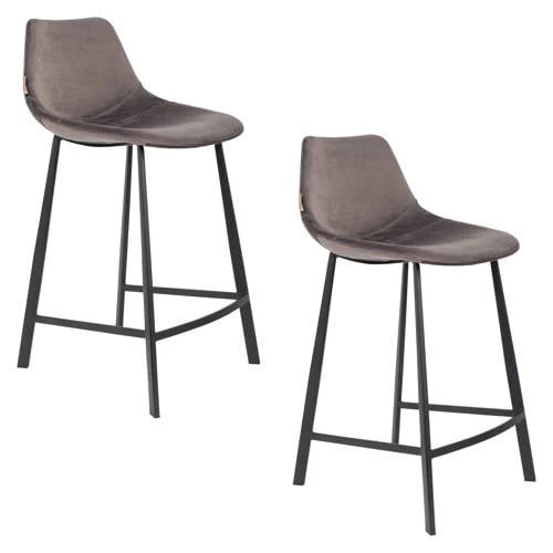 Dutchbone Franky Velvet Counter barkruk set van 2 - Barkleur
