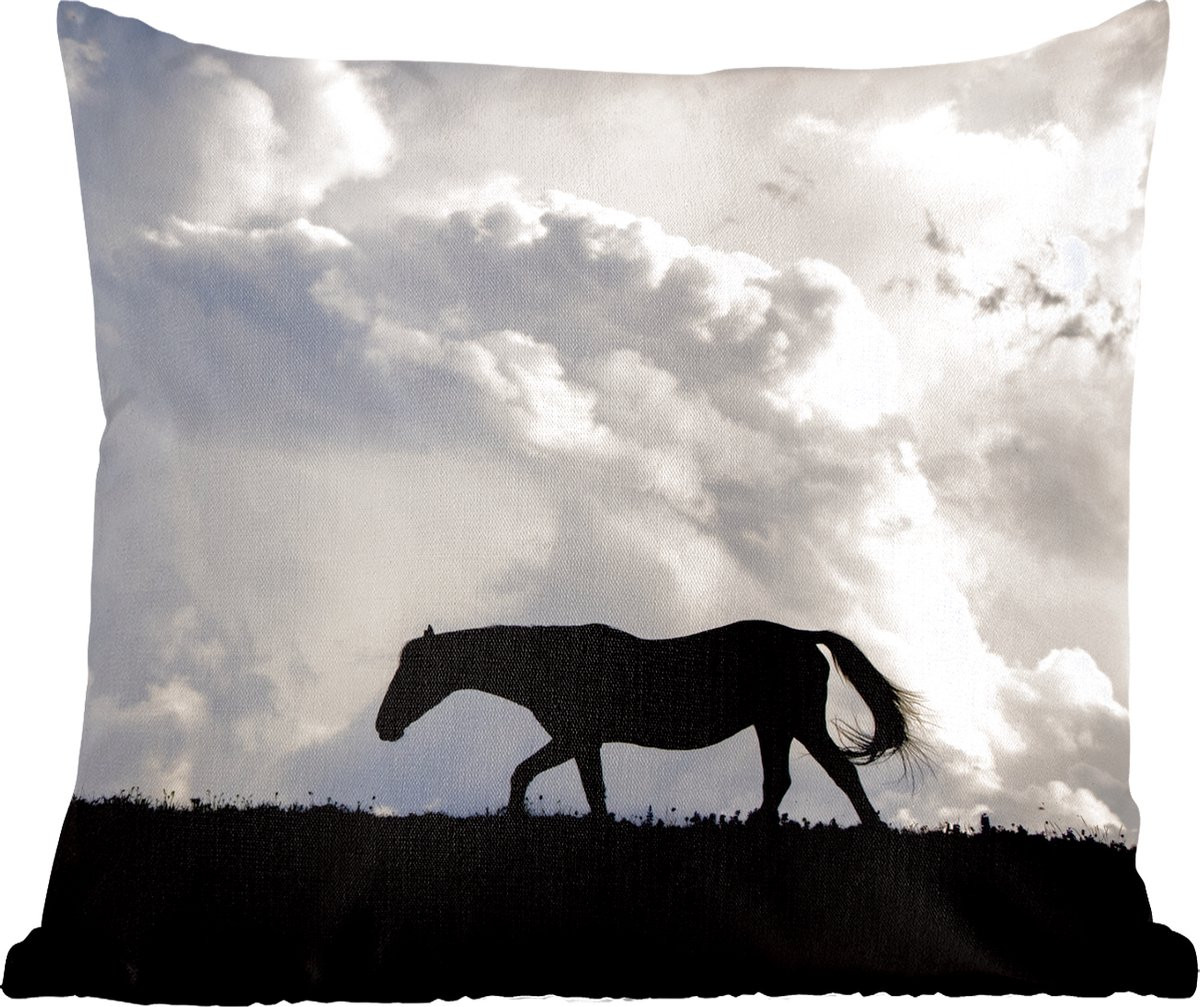Sierkussen Paard en Wolken in de kleur Schaduw, 45 x 45 cm