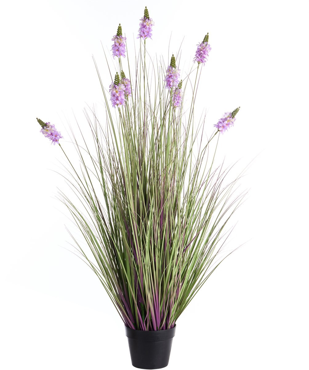 Lavendarium Kunstplant met paarse bloemen en zwarte pot, 120 cm