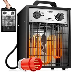 Masko Elektroheizer Heizlüfter Bauheizer mit integriertem Thermostat, Heizlüfter, Weiss