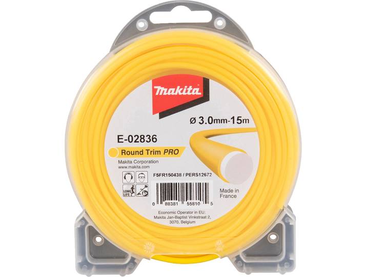 Bobine de fil co-extrudé jaune 3\,0mm x 15m rond MAKITA E-02836