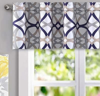 DriftAway Alexander Spiral Geo Trellis Pattern Window Curtain Valance 52 x 14