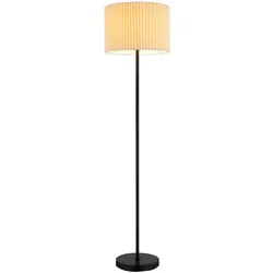 Stehleuchte Textil natur Standlampe schwarz Wohnzimmerleuchte stehend, Metall, E27 Fassung, DxH 38 x 152 cm