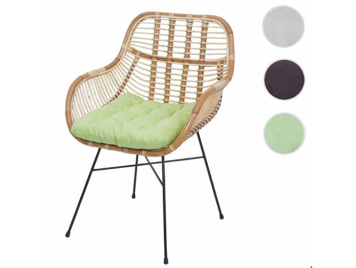 Chaise de salle à manger MCW-P17 Kubu Rotin Métal Rembourrage vert
