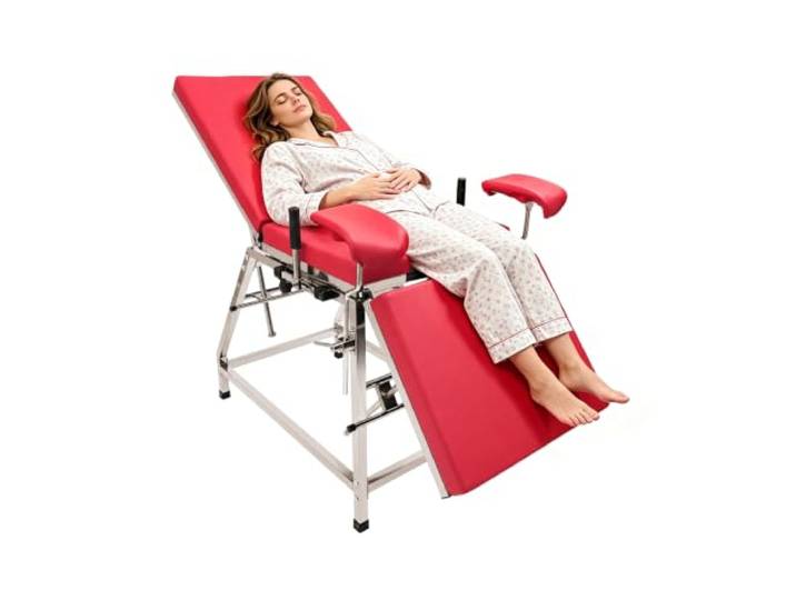 Begoniape Gynäkologischer Stuhl, Gynäkologenstuhl mit Verstellbarer Rücken und Beine, Untersuchungsstuhl, Gynstuhl, Kreißsaalstuhl, 200kg Tragfähigkeit, für Kliniken Krankenhäuser, Rot
