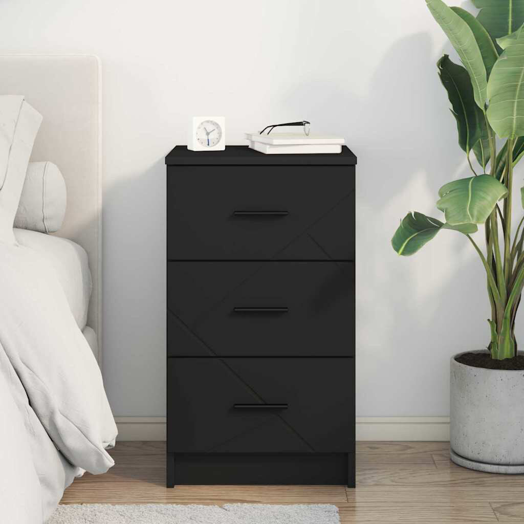 17 Stories 38cm W Manufactured Wood Bedside Table Black 66cm H X 38cm W X 38cm D