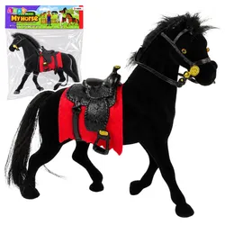 Samtfigur Schwarzes Pferd Roter Sattel