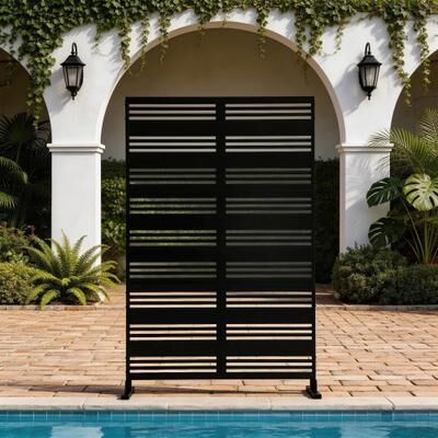 Lumibee Outdoor Privacy Screen with Stand for Patio Garden Metal Fence