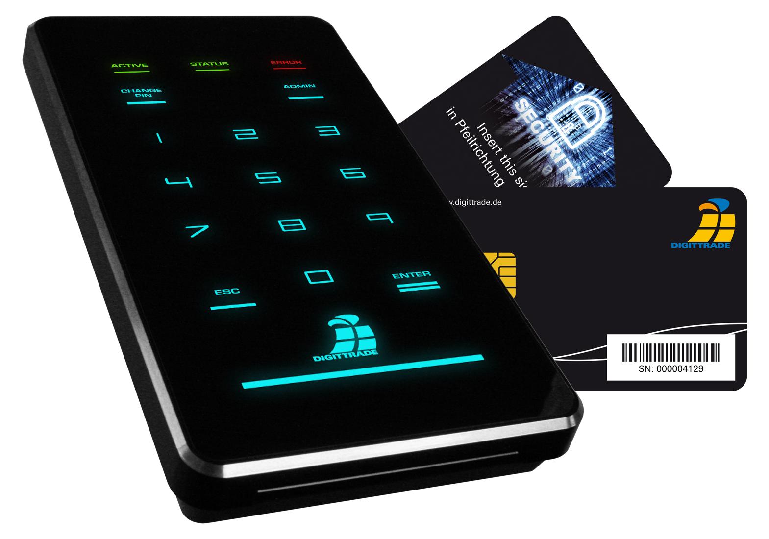 HS256S3 externe Festplatte 1TB HDD verschlüsselt mit Hardware Verschlüsselung, Smartcard und PIN-Eingabe, schwarz