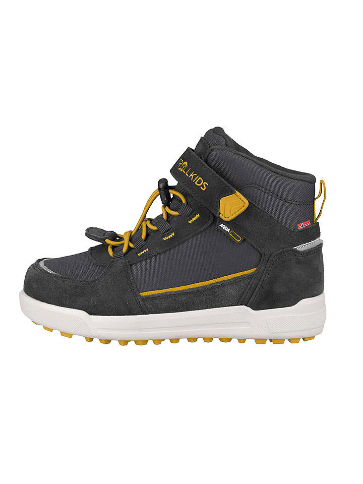 Trollkids Leder-Wanderboots "Gryllefjord Mid Cut" in Anthrazit - 38