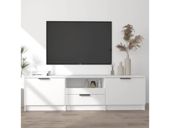 Meuble TV - MOTHINESSTO - LY0539 - Bois d'ingénierie - 140x35x40 cm - Blanc Mat