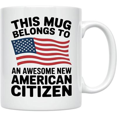 Geschenk zur Einbürgerung in den USA: Tasse mit US-Flaggenmotiv – ein Erinnerungsstück zur Einbürgerung für frischgebackene US-Bürger. Glückwunschgeschenkidee für stolze US-Bürger.