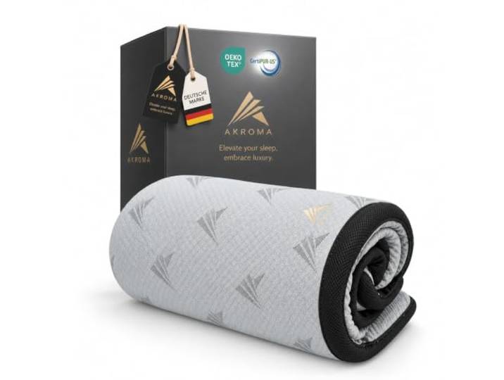 Akroma® Memoryschaum Topper – 200x200cm, 7,5cm Höhe, Zwei Härtegrade H2&H3, Matratzentopper aus Gel Memory Foam, atmungsaktiv, hypoallergen, Abnehmbarer Bezug, Öko-Tex Zertifiziert (200x200)