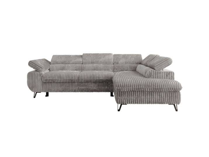 ECKSOFA PABLO L Hellgrau Cord - Rechts Seite