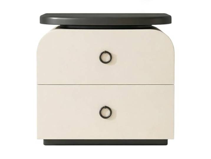 FZL02068LM Zimmer Nachttisch-Aufbewahrungslösung, Ring mit 2 Schubladen Zieht schwarze Oberfläche for Schlafzimmer(Weiß,Groß)
