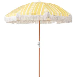 SONNENSCHIRM gelb/weiß mit Volant 150 cm Mondello
