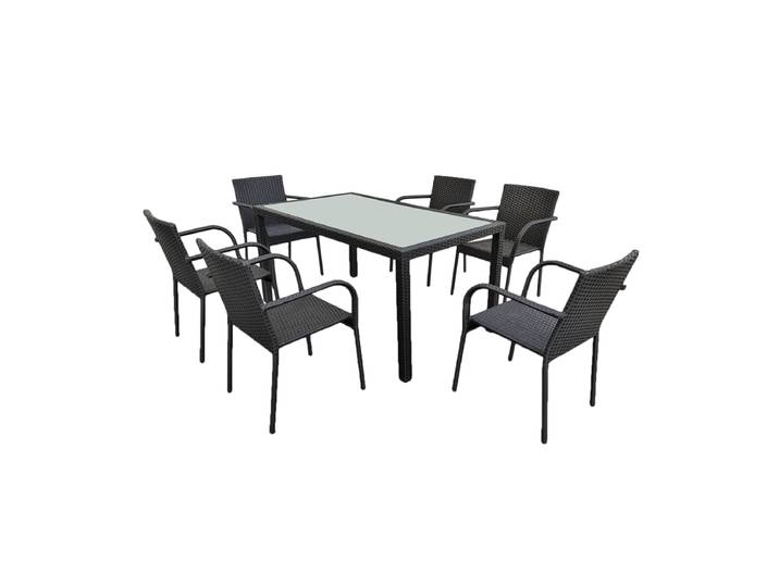 Ensemble table et chaises de jardin 6 personnes Rio Noir