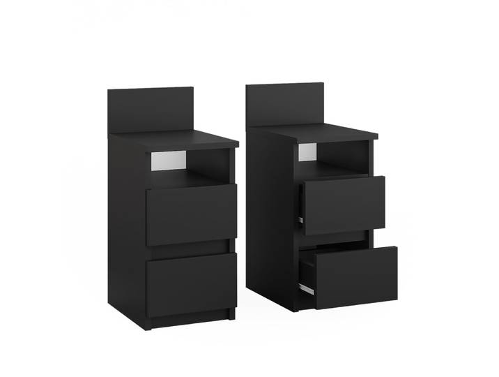 Table de nuit lot de 2 noir 25x59.1cm