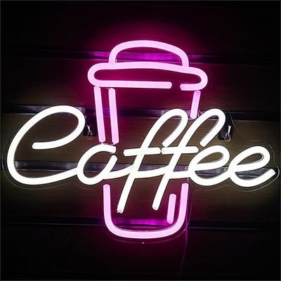 Kaffee Neonschild - rosa weißes LED-Neonlicht für Café, Bar, Restaurant, USB-betriebene Wanddekoration für Schlafzimmer, Kneipe, Geburtstagsparty
