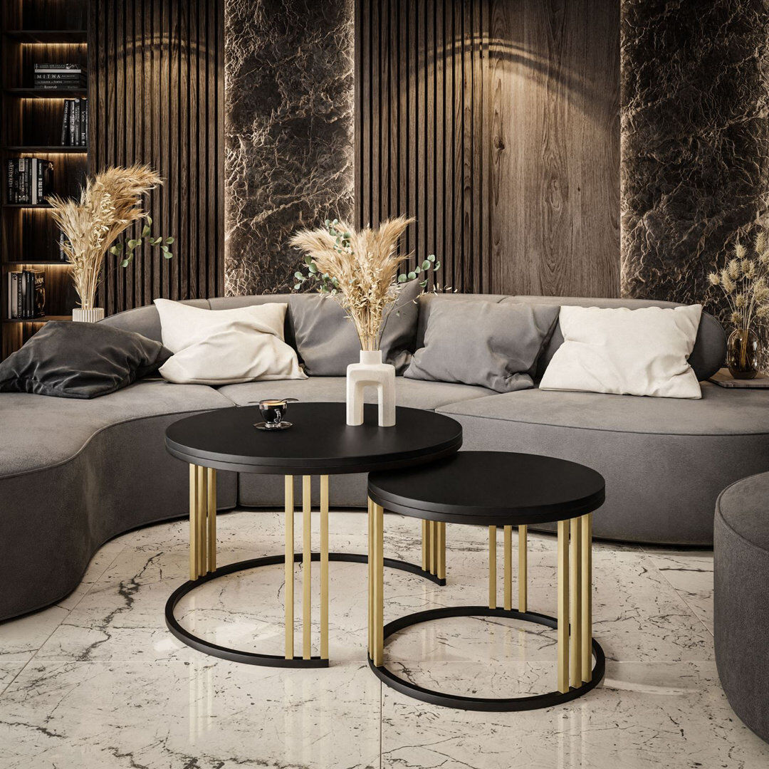 Fairmont Park Downey 2 Piece Coffee Table Black Matt/Black/Gold